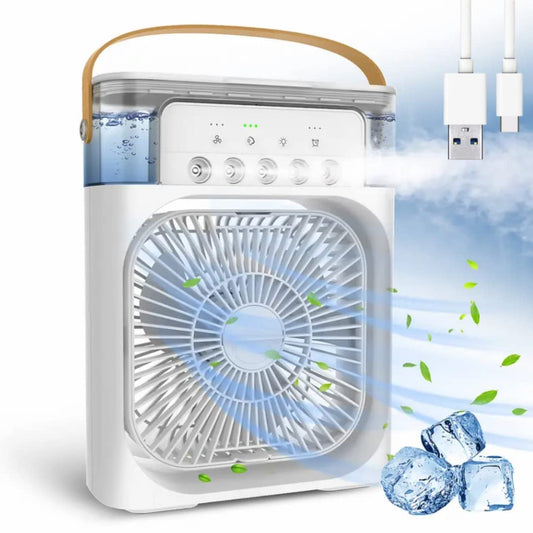 3-in-1 Portable Air Cooler. Cools, Humidifies, and Purifies the Air for a Fresh Feel.