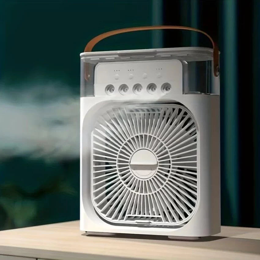 3-in-1 Portable Air Cooler. Cools, Humidifies, and Purifies the Air for a Fresh Feel.